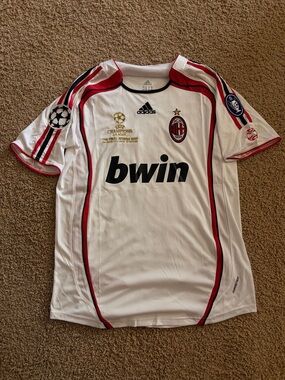adidas White and Red AC Milan Champions League Kaka Jersey